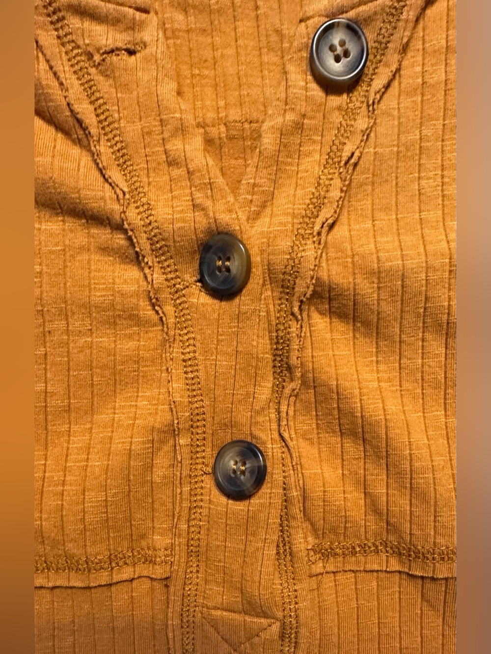 Roolee Ribbed Short Sleeve Button Henley in Mustard size Small - Picture 5 of 8